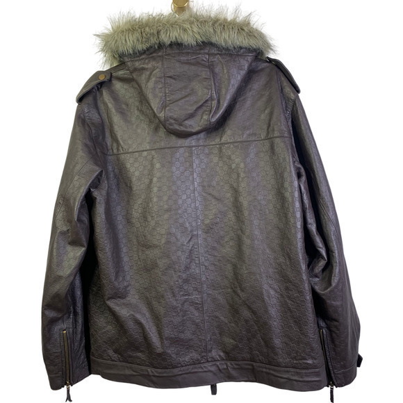 SPECIAL BLEND Dark Brown Embossed Leather Snowboarding Jacket - Picture 13 of 15